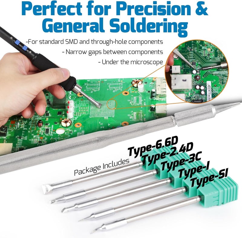WeP 982-V Micro Soldering kit with 5 C245 Soldering Iron Tips, Temperature Control, Sleep Mode, Auto Shutdown and LCD Display - Image 4